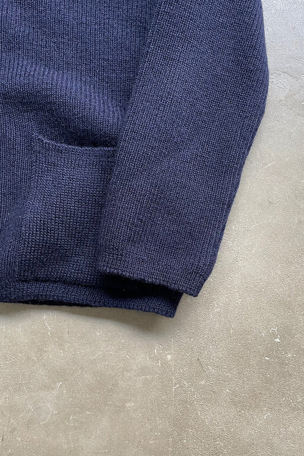 MADE IN FRANCE 90s WOOL CARDIGAN / NAVY [SIZE: M USED]