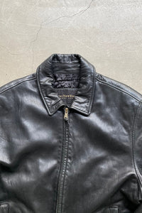 90'S ZIP UP LEATHER JACKET / BLACK [SIZE: L USED]