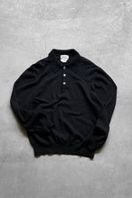 画像をギャラリービューアに読み込む, MADE IN ITALY 90&#39;S L/S WOOL KNIT POLO SHIRT / BLACK [SIZE: M USED]
