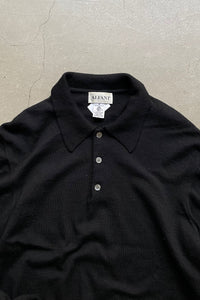 MADE IN ITALY 90'S L/S WOOL KNIT POLO SHIRT / BLACK [SIZE: M USED]