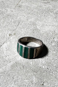 925 SILVER RING W/MALACHITE / SILVER [SIZE: 20号相当 USED]