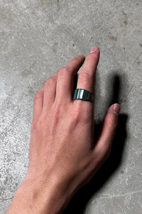 925 SILVER RING W/MALACHITE / SILVER [SIZE: 20号相当 USED]