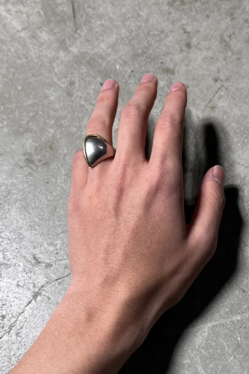 MADE IN MEXICO 925 SILVER RING W/BRASS / SILVER [SIZE: US 6.5 equivalent USED]