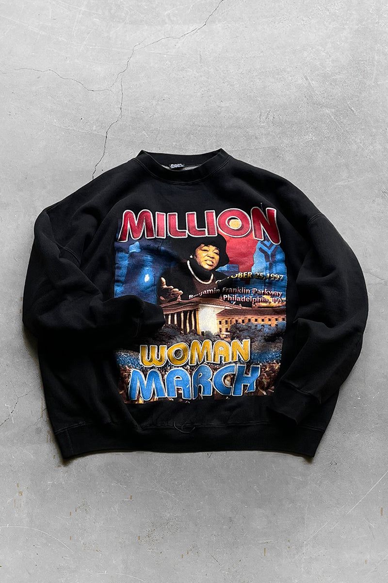97'S MADE IN PAKISTAN MILLION MARCH SWEATSHIRT / BLACK [SIZE: XL USED]