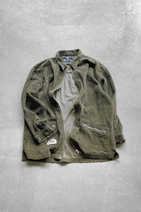 Y2K EARLY 00'S ZIP UP CORDUROY JACKET / KHAKI [SIZE: L USED]