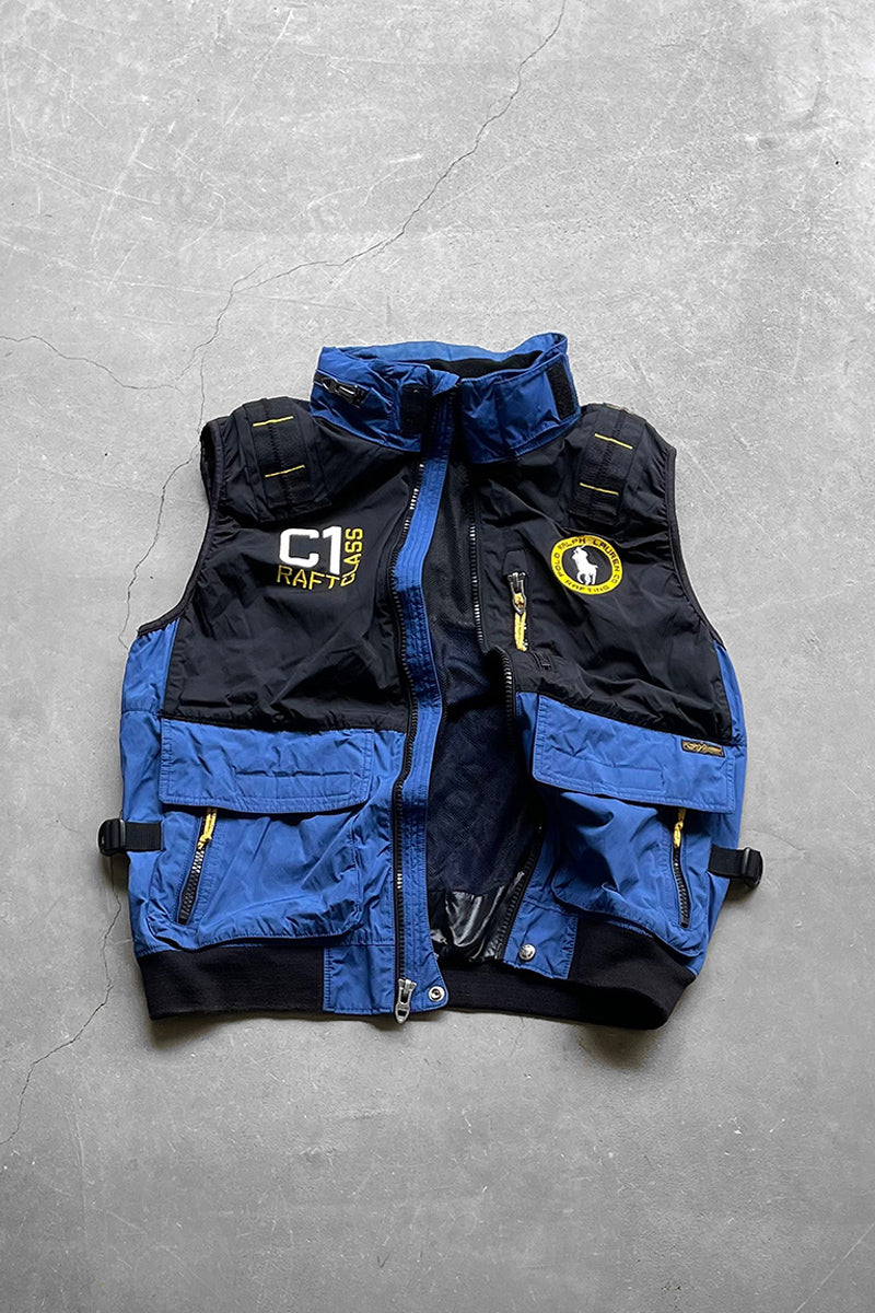 90'S RAFTING GUIDE NYLON VEST / BLACK [SIZE: XL USED]