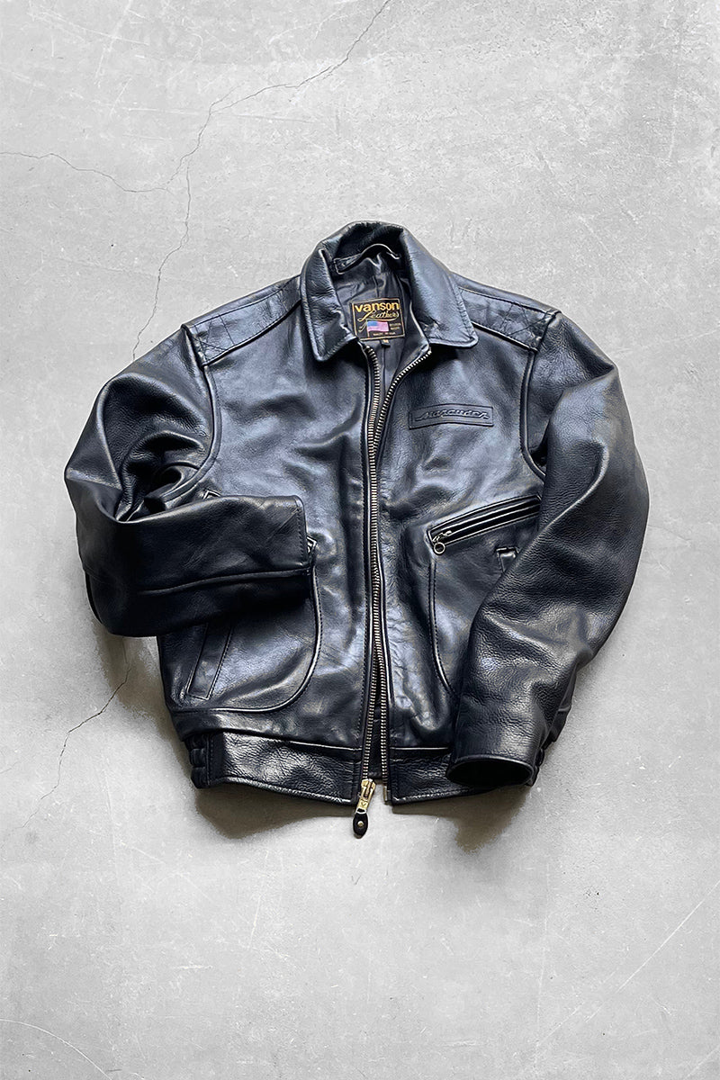 MADE IN USA LEATHER JACKET / BLACK [SIZE: 34 USED]
