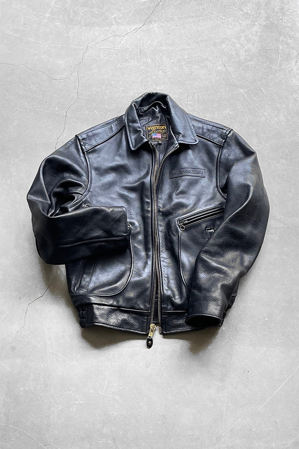 MADE IN USA LEATHER JACKET / BLACK [SIZE: 34 USED]