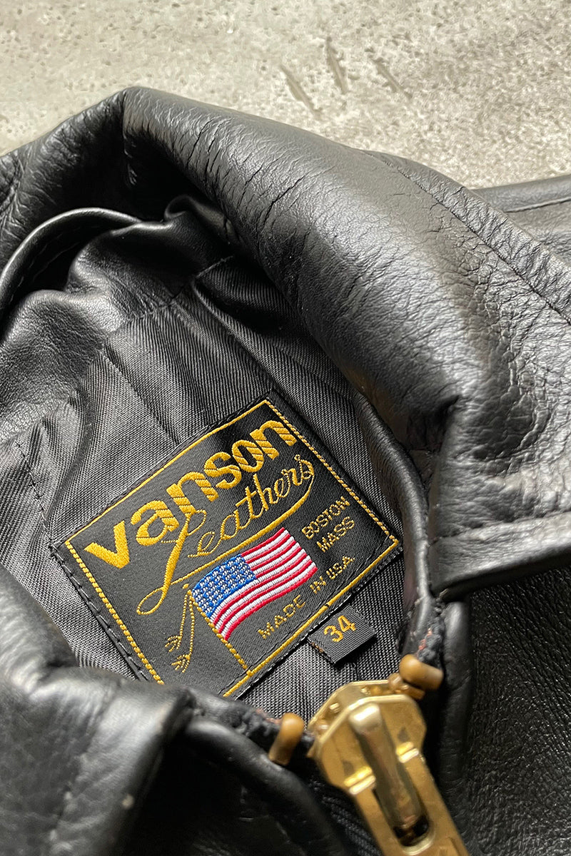 MADE IN USA LEATHER JACKET / BLACK [SIZE: 34 USED]
