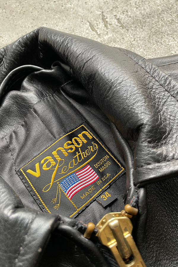 MADE IN USA LEATHER JACKET / BLACK [SIZE: 34 USED]