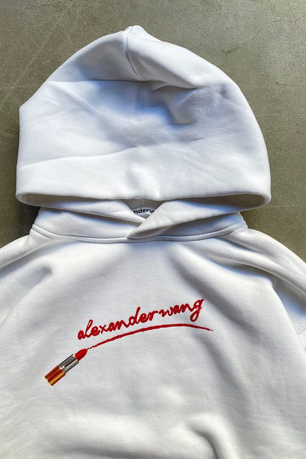 MADE IN PORTUGAL LIPSTICK SWEAT HOODIE / WHITE [SIZE: M USED]