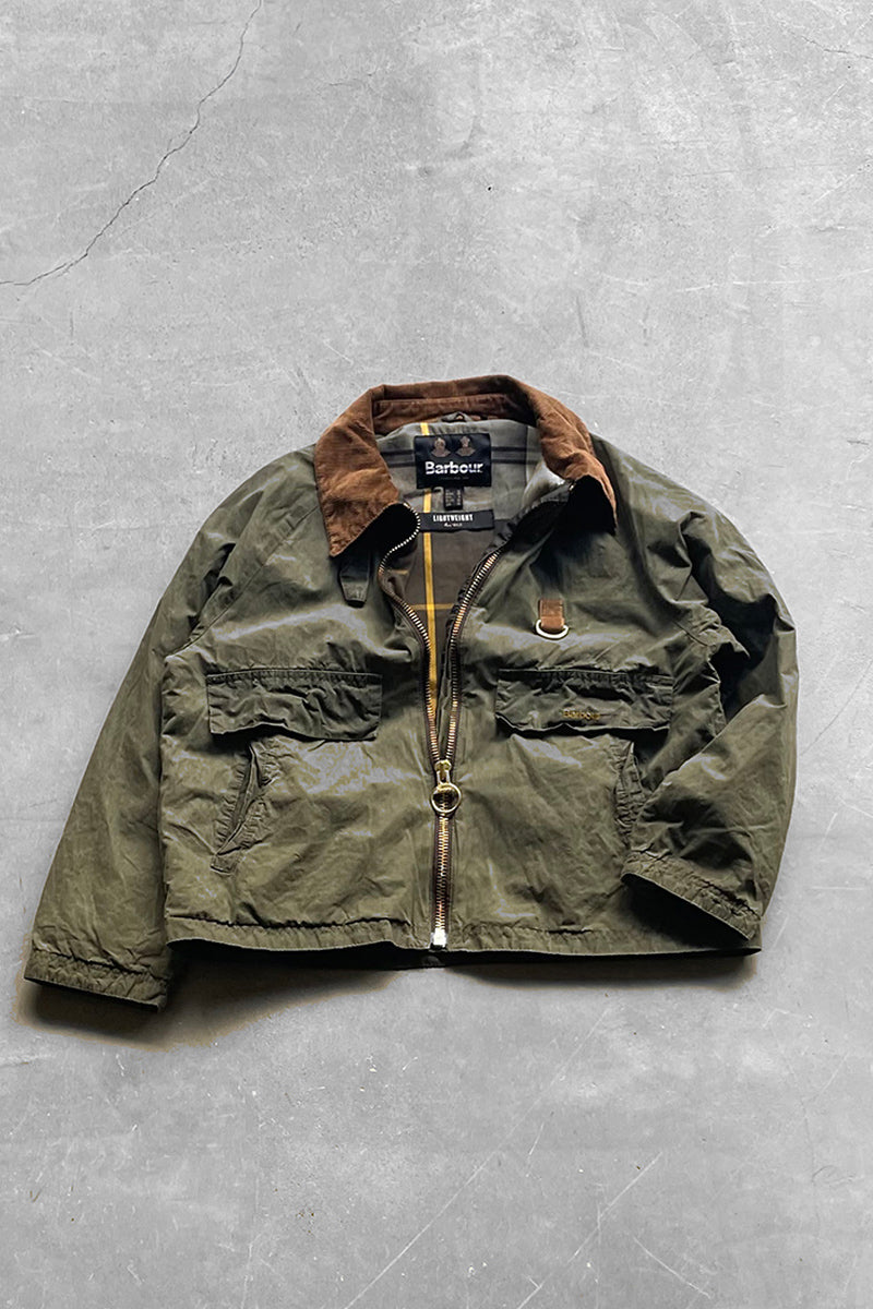 LIGHT WEIGHT 4OZ WAX EDDLESTON ZIP JACKET / OLIVE [SIZE: 38 USED]