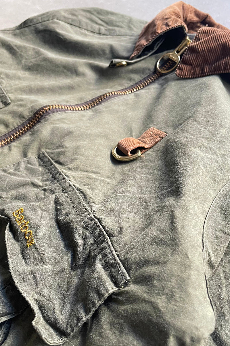 LIGHT WEIGHT 4OZ WAX EDDLESTON ZIP JACKET / OLIVE [SIZE: 38 USED]