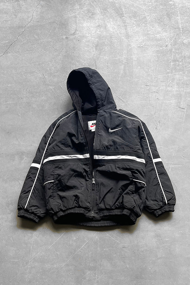90s ZIP HOODIE PUFF JACKET / BLACK [SIZE: L USED]