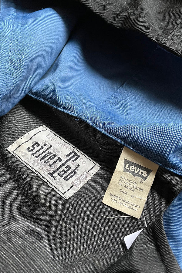 90'S SILVER TAB ZIP NYLON JACKET / BLACK [SIZE: M USED]