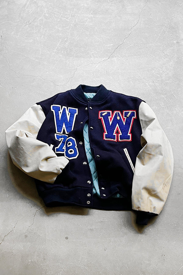 MADE IN USA 78'S STADIUM JACKET RUNNERS TAG / NAVY [SIZE: L USED]