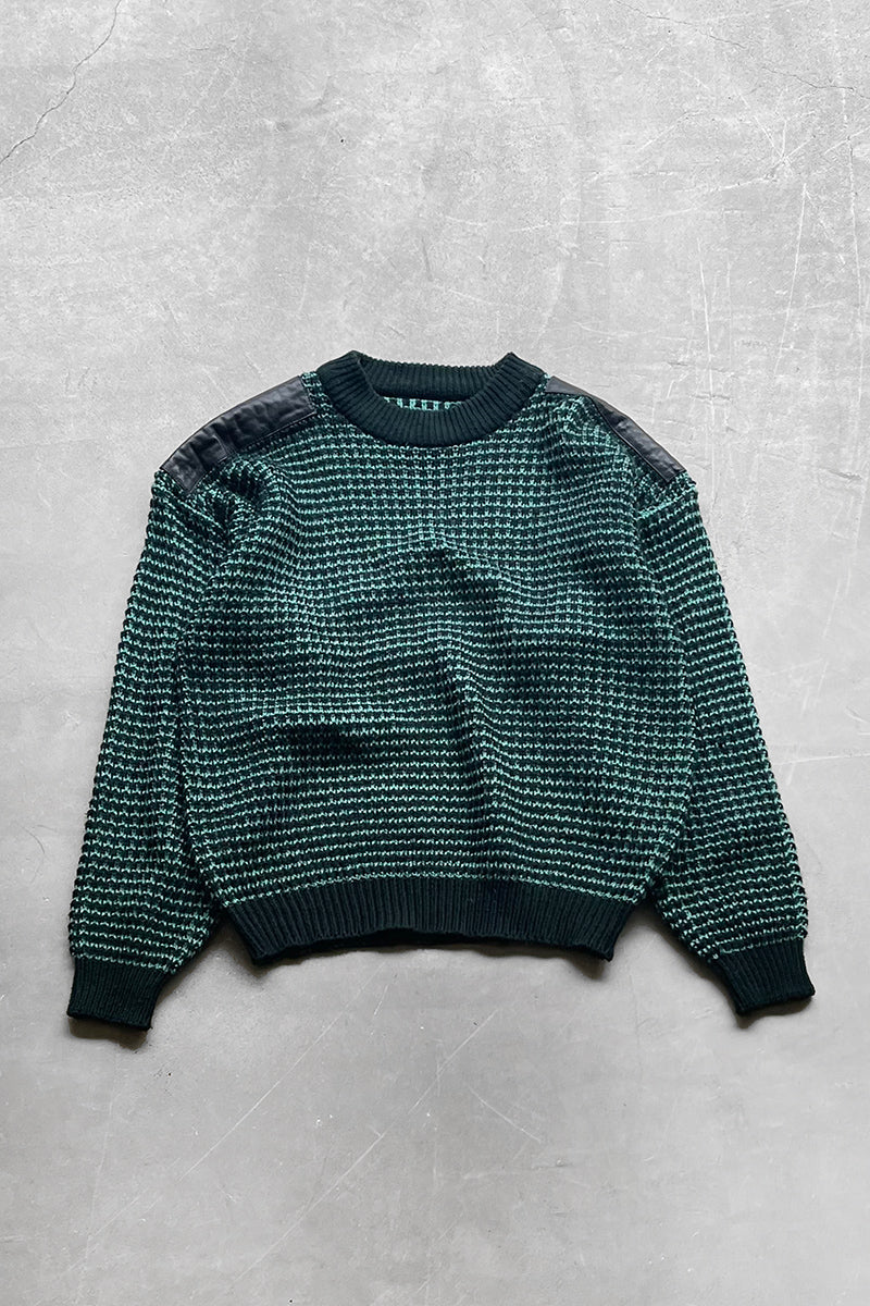 LEATHER SWICHING SWEATER / GREEN [SIZE: XL USED]