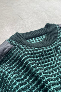 LEATHER SWICHING SWEATER / GREEN [SIZE: XL USED]