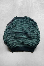 画像をギャラリービューアに読み込む, LEATHER SWICHING SWEATER / GREEN [SIZE: XL USED]
