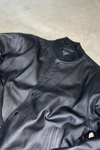 90'S LEATHER STADIUM JACKET / BLACK [SIZE: M USED]