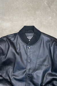 90'S LEATHER STADIUM JACKET / BLACK [SIZE: M USED]