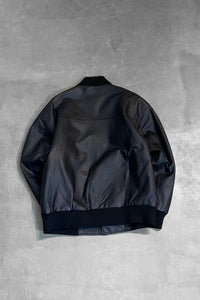 90'S LEATHER STADIUM JACKET / BLACK [SIZE: M USED]