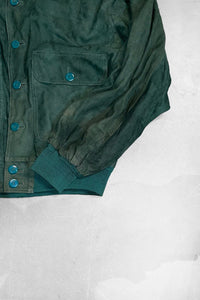 90'S SUEDE LEATHER JACKET / GREEN [SIZE: M USED]