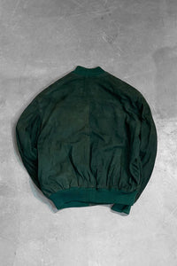 90'S SUEDE LEATHER JACKET / GREEN [SIZE: M USED]