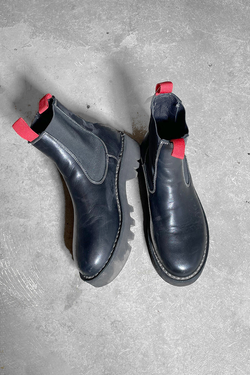 MADE IN ITALY SIDE GOA LEATHER BOOTS / BLACK [SIZE: 41 (approx. 27.0cm) USED]