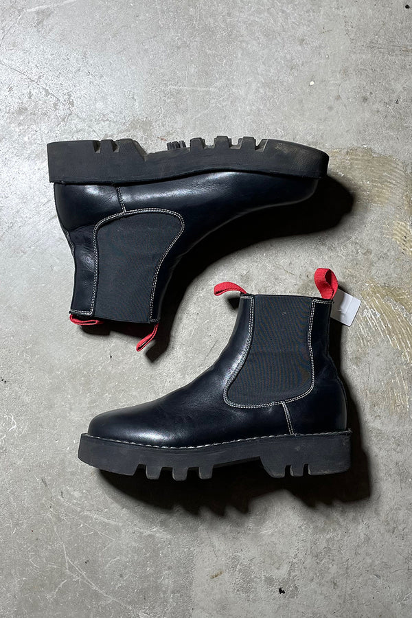 MADE IN ITALY SIDE GOA LEATHER BOOTS / BLACK [SIZE: 41 (approx. 27.0cm) USED]