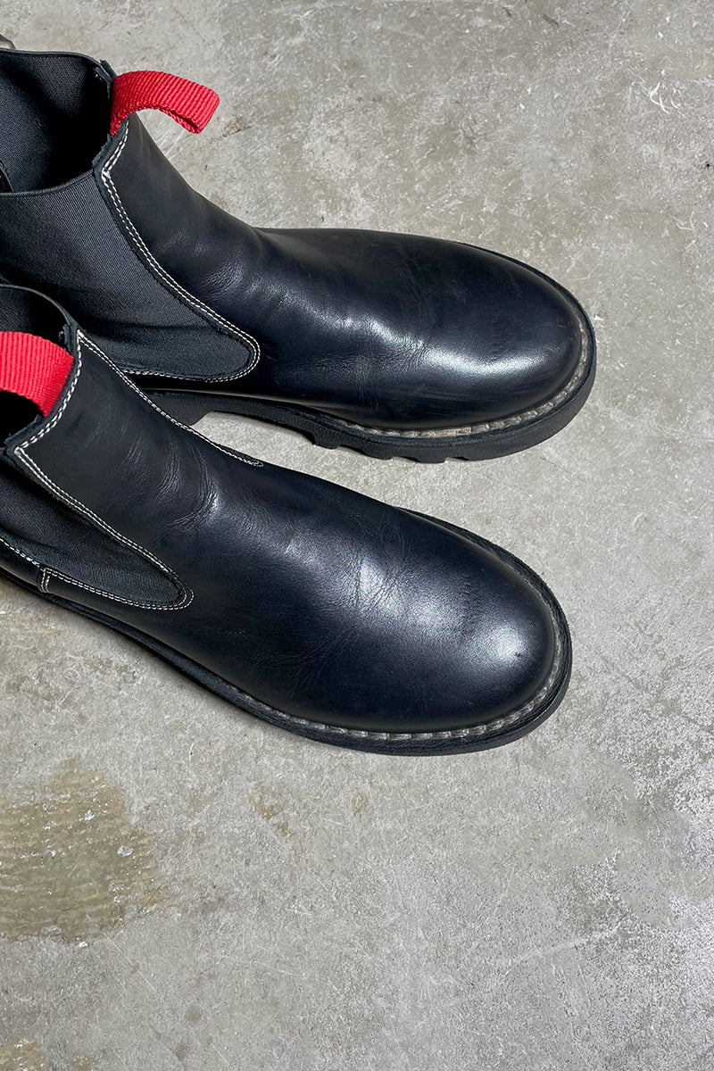MADE IN ITALY SIDE GOA LEATHER BOOTS / BLACK [SIZE: 41 (approx. 27.0cm) USED]