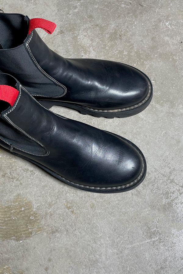 MADE IN ITALY SIDE GOA LEATHER BOOTS / BLACK [SIZE: 41 (approx. 27.0cm) USED]