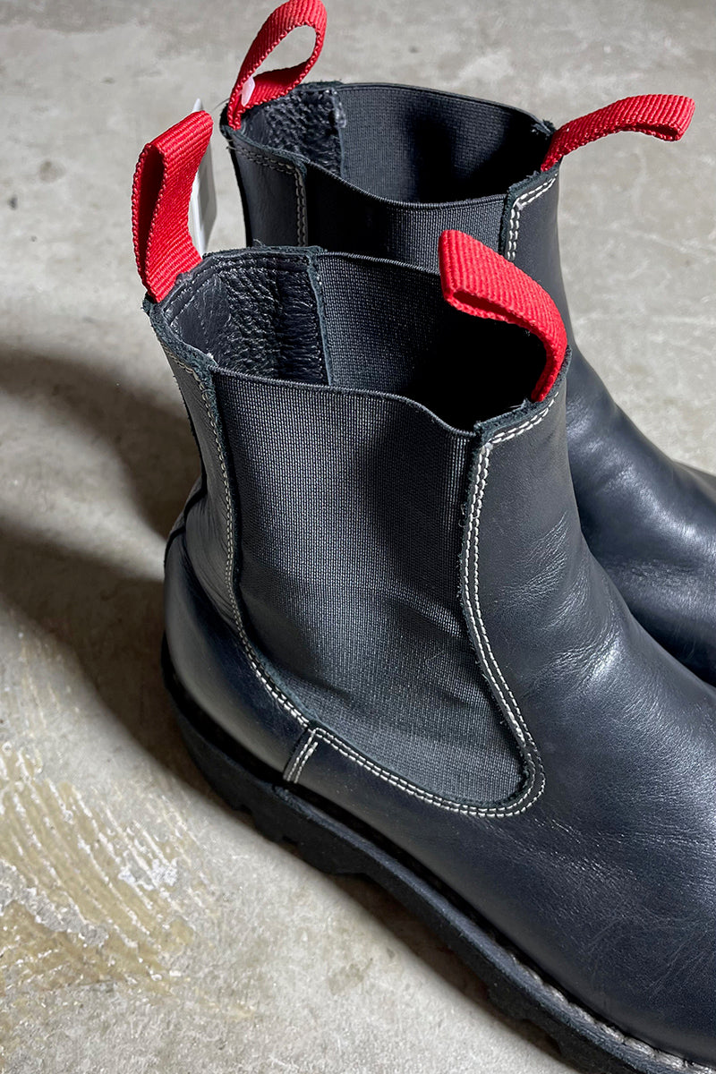 MADE IN ITALY SIDE GOA LEATHER BOOTS / BLACK [SIZE: 41 (approx. 27.0cm) USED]
