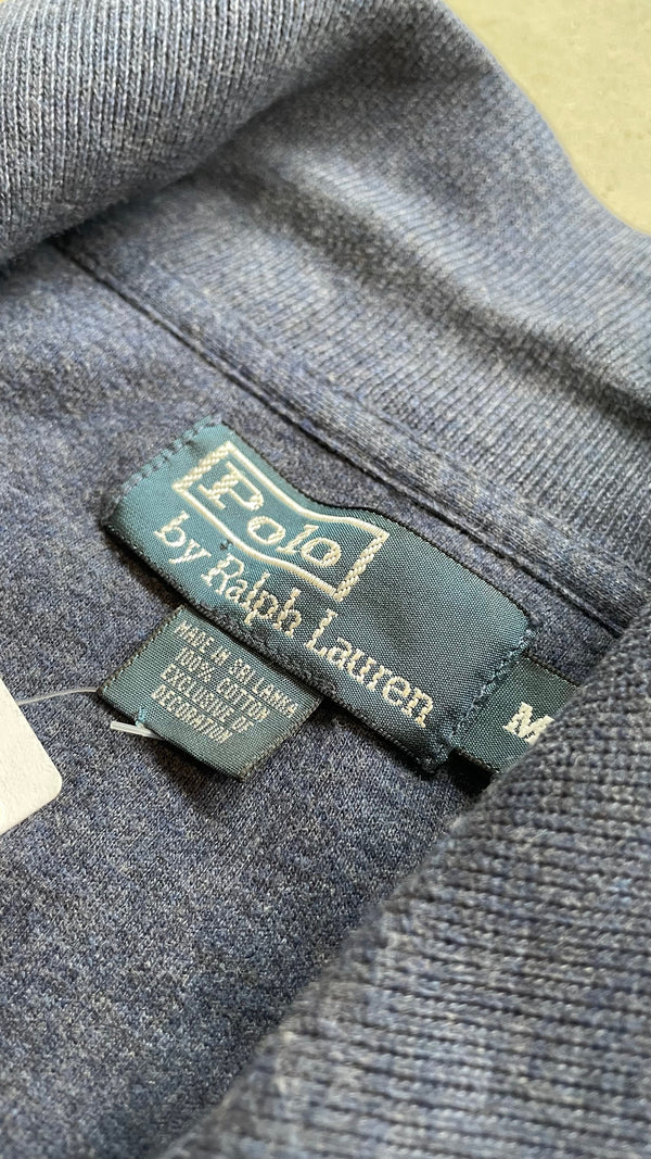 90'S EXCLUSIVE DECORATION HALF-ZIP SWEATSHIRT / NAVY [SIZE: M USED]