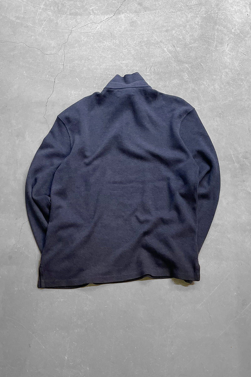 90'S EXCLUSIVE DECORATION HALF-ZIP SWEATSHIRT / NAVY [SIZE: M USED]