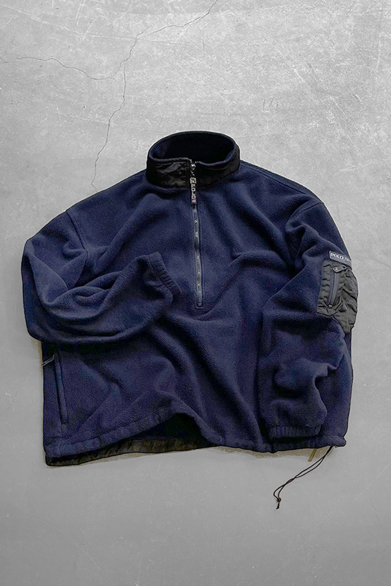 MADE IN USA 90'S HALF ZIP FLEECE JACKET / NAVY [SIZE: XL USED]