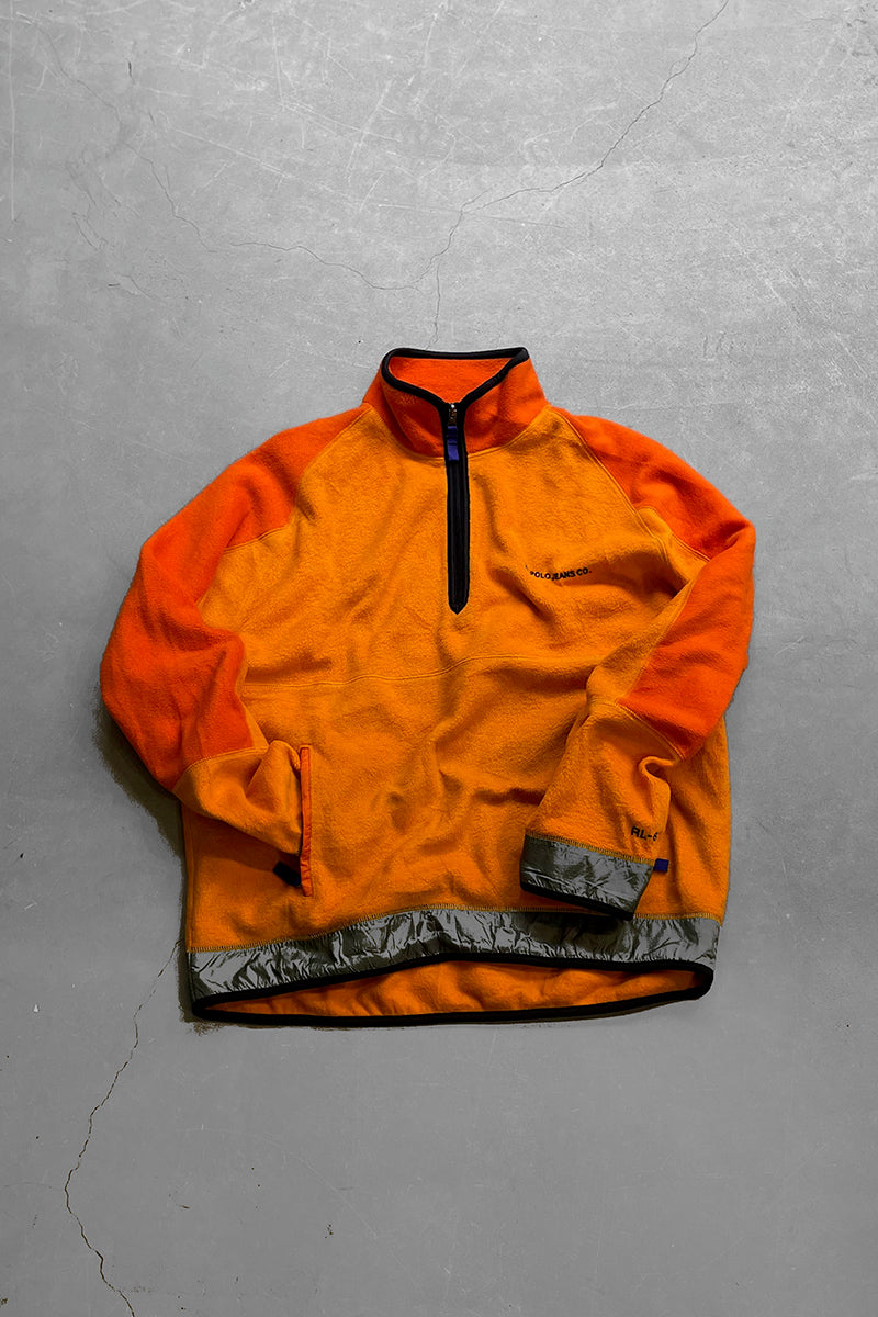 Y2K EARLY 00'S HALF-ZIP FLEECE JACKET / ORANGE [SIZE: M USED]