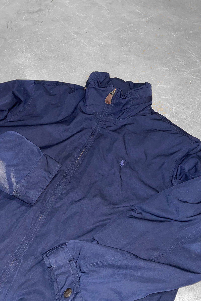 90'S INNER FLEECE ZIP JACKET / NAVY [SIZE: L USED]