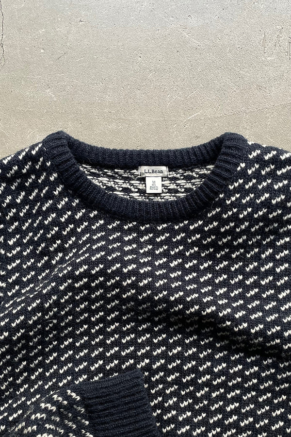 MADE IN NORWAY BIRDSEYE KNIT SWEATER / NAVY [SIZE: M USED]