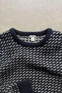 MADE IN NORWAY BIRDSEYE KNIT SWEATER / NAVY [SIZE: M USED]