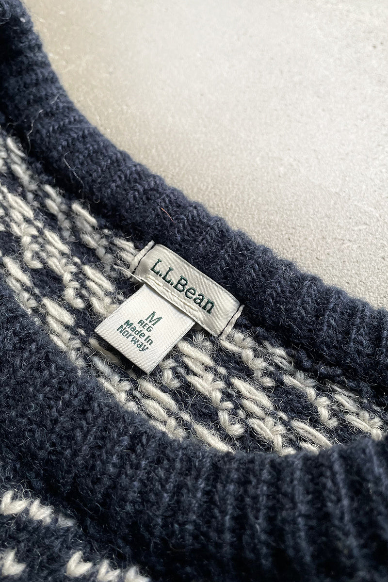 MADE IN NORWAY BIRDSEYE KNIT SWEATER / NAVY [SIZE: M USED]
