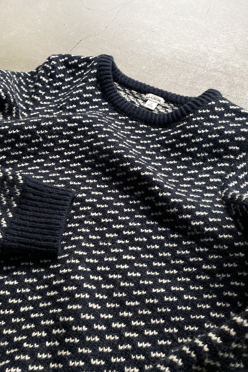 MADE IN NORWAY BIRDSEYE KNIT SWEATER / NAVY [SIZE: M USED]