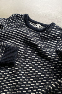 MADE IN NORWAY BIRDSEYE KNIT SWEATER / NAVY [SIZE: M USED]