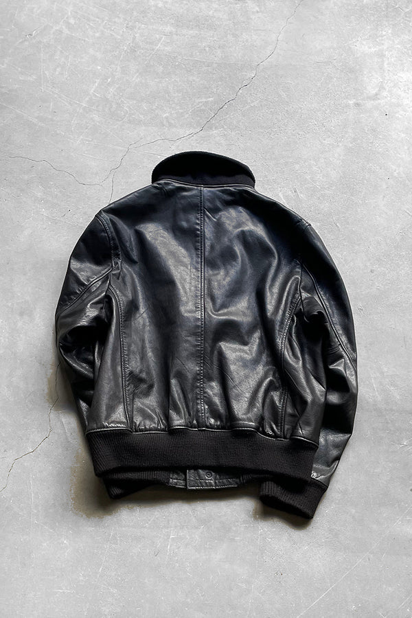 MADE IN USA Y2K 09'S LIMITED EDITION LEATHER FLIGHT JACKET / BLACK [SIZE: XL USED]
