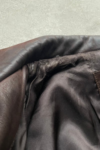 90'S LEATHER JACKET / BROWN [SIZE: M USED]