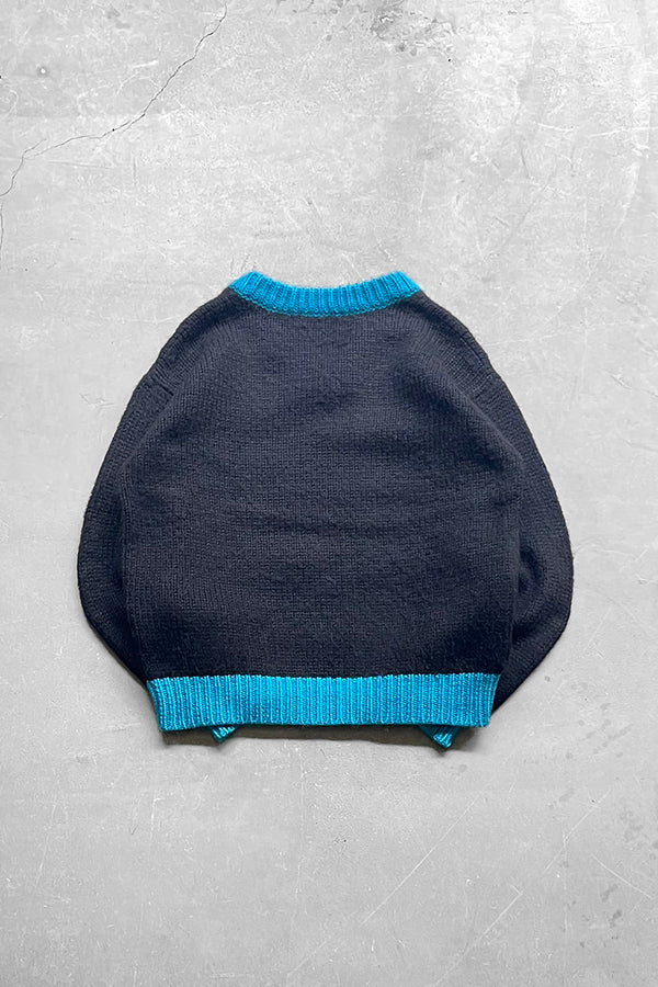 MADE IN PERU V-NECK ALPACA KNIT SWEATER / BLACK [SIZE: 38 (equivalent to M) USED]