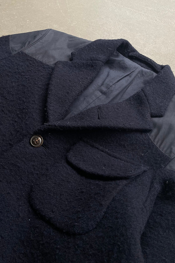 MADE IN ENGLAND HARRIS TWEED & VENTILE WOOL JACKET / NAVY [SIZE: 48 USED]