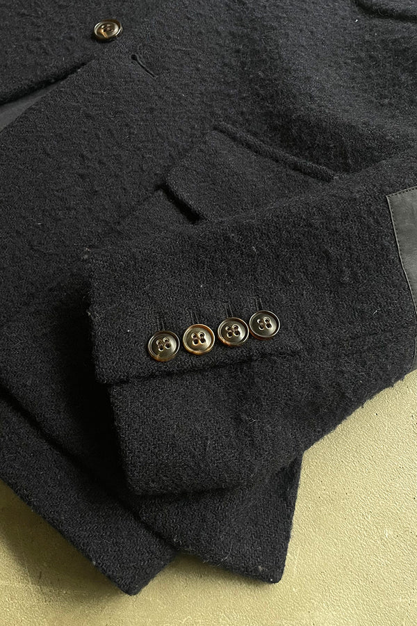MADE IN ENGLAND HARRIS TWEED & VENTILE WOOL JACKET / NAVY [SIZE: 48 USED]