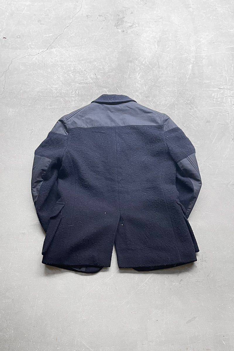 MADE IN ENGLAND HARRIS TWEED & VENTILE WOOL JACKET / NAVY [SIZE: 48 USED]
