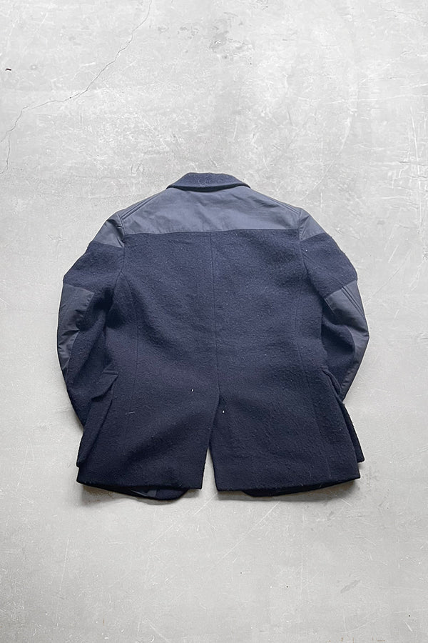 MADE IN ENGLAND HARRIS TWEED & VENTILE WOOL JACKET / NAVY [SIZE: 48 USED]